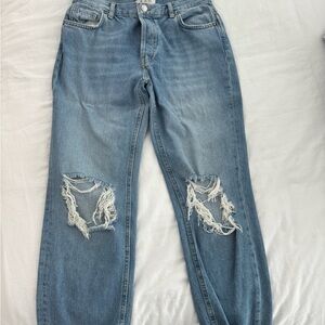We The Free Blue Boyfriend Jeans Relaxed Distressed